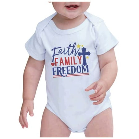 7 ate 9 Apparel Kids Patriotic 4th of July Outfit - Faith Family Freedom White Onepiece 0-3 Months
7 ate 9 Apparel Kids Patriotic 4th of July Outfit - Faith Family Freedom White Onepiece 0-3 Months