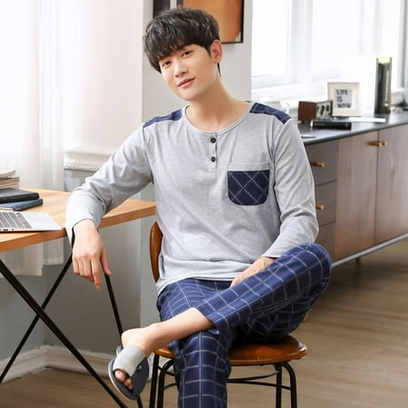 PIKADINGNIS Mens Pajamas Set Autumn Winter Leisure Elastic Waist Men Sleepwear Set Cotton Mens Long Sleeve Nightwear Loose Homewear Cloth
PIKADINGNIS Mens Pajamas Set Autumn Winter Leisure Elastic Waist Men Sleepwear Set Cotton Mens Long Sleeve Nightwear Loose Homewear Cloth