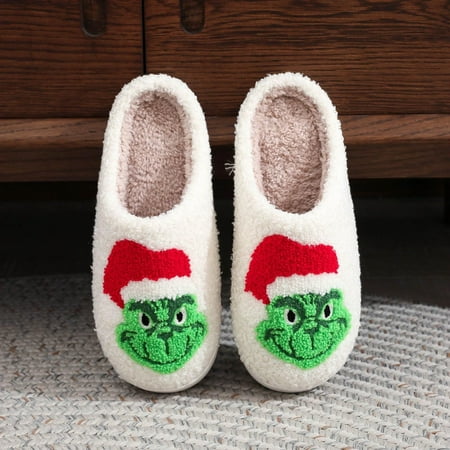 

TKing Fashion Christmas Gr1-nch Elk House Slippers for Women and Men Slippers Warm Slippers Slip-on Indoor Outdoor Cotton Slippers Warm Slippers for Women Indoor/Outdoor