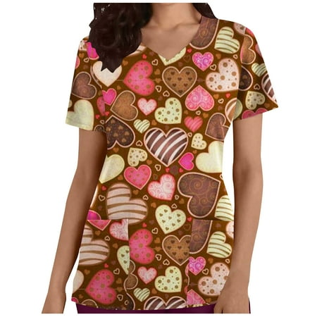 JWZUY Women Scrub Tops Cute Heart Print Nurse Working Uniforms Short Sleeve V-Neck Shirts Tee Tops with Pockets Workwear Nursing Blouses Pullover T-Shirts Tshirts Tee Shirt (Coffee L)
JWZUY Women Scrub Tops Cute Heart Print Nurse Working Uniforms Short Sleeve V-Neck Shirts Tee Tops with Pockets Workwear Nursing Blouses Pullover T-Shirts Tshirts Tee Shirt (Coffee L)