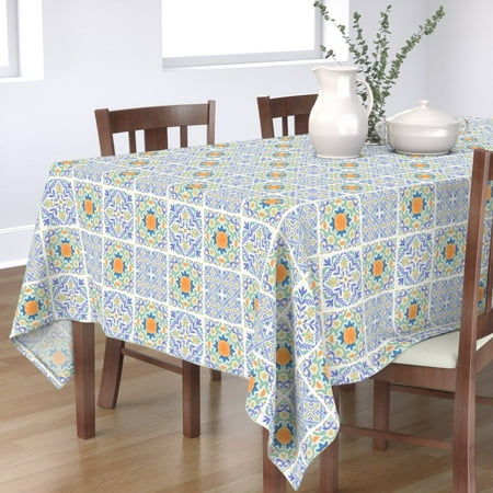 Cotton Sateen Tablecloth 70 x 90 - Tiles Beach Vintage Blue Floral Oranges Summer Print Custom Table Linens by Spoonflower
Cotton Sateen Tablecloth 70 x 90 - Tiles Beach Vintage Blue Floral Oranges Summer Print Custom Table Linens by Spoonflower