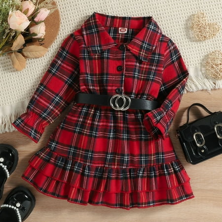 Hbdhejl Toddler Girls Dress Long Sleeve Ruffles Plaid Prints Dress Belt Set Red 4-5 Years
Hbdhejl Toddler Girls Dress Long Sleeve Ruffles Plaid Prints Dress Belt Set Red 4-5 Years