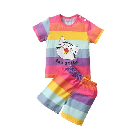 Toddler Kids Baby Girls Letter Rainbow Cats Print Tops Tee Shorts Set Outfits Clothes Outwear For 18-24 Months
Toddler Kids Baby Girls Letter Rainbow Cats Print Tops Tee Shorts Set Outfits Clothes Outwear For 18-24 Months