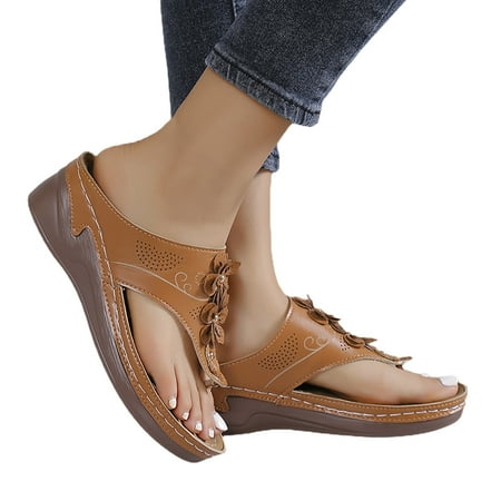 ZIZOCWA Sandals for Women Trendy Women Summer Flip Flops Flowers Slip On Casual Open Toe Wedges Comfortable Beach Shoes Sandals Brown Size6.5
ZIZOCWA Sandals for Women Trendy Women Summer Flip Flops Flowers Slip On Casual Open Toe Wedges Comfortable Beach Shoes Sandals Brown Size6.5