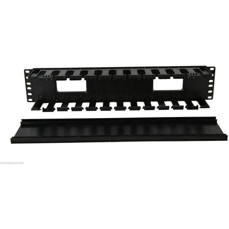 19 Inch 2U Rack Mount Cable Management Unit 12 Slots with Panel Plastic