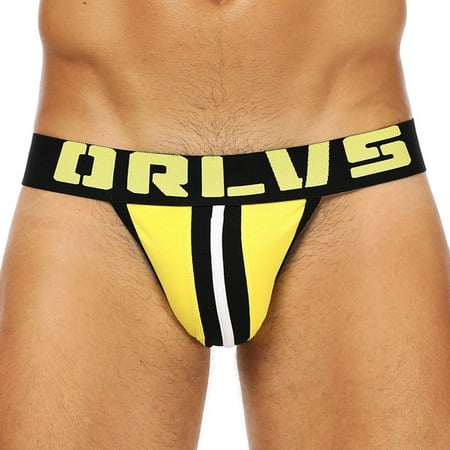 Uorcsa Funny Thong Cotton Man Underwear Yellow