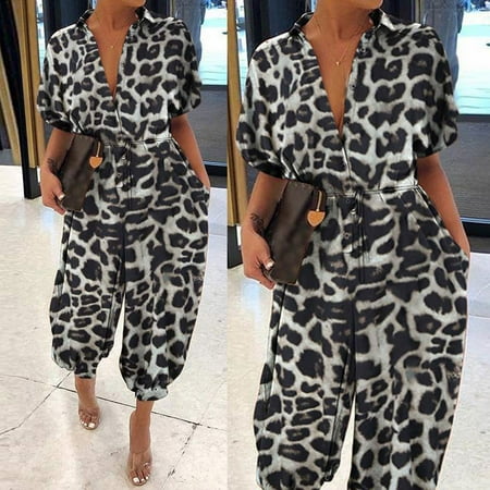 Dasayo Gray Women Jumpsuit Women Leopard Print Lapel Slim Long Button Rompers Short Sleeve Jumpsuits
Dasayo Gray Women Jumpsuit Women Leopard Print Lapel Slim Long Button Rompers Short Sleeve Jumpsuits