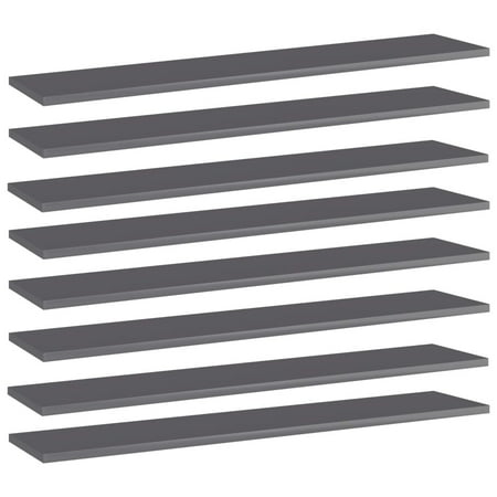 WONISOLI Bookshelf Boards 8 pcs High Gloss Gray 39.4 x7.9 x0.6 Chipboard