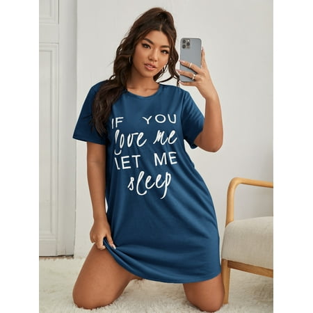 Casual Women s Plus Short Sleeve Slogan Graphic Night Dress Navy Blue 4XL(20) for Summer F220102Y
Casual Women s Plus Short Sleeve Slogan Graphic Night Dress Navy Blue 4XL(20) for Summer F220102Y
