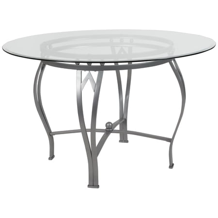 48RD Glass Table/Silver Frame