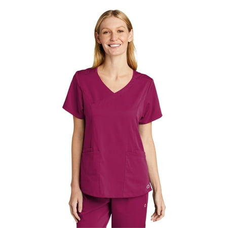 WonderWink Women s Premiere Flex Mock Wrap Top WW4268 In Wine