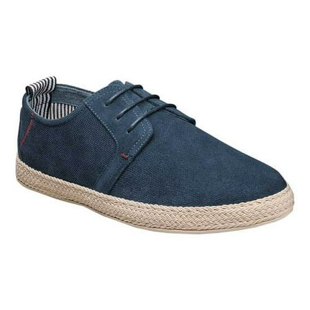 Men s Stacy Adams Nicolo Plain Toe Sneaker Dark Blue Textured Suede/Jute 7.5 M