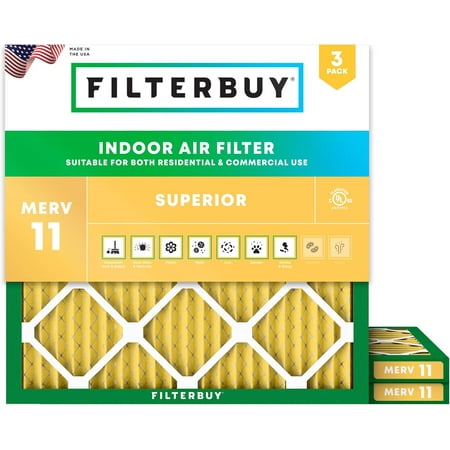 Filterbuy 11.5x11.5x1 MERV 11 Pleated HVAC AC Furnace Air Filters (3-Pack)
Filterbuy 11.5x11.5x1 MERV 11 Pleated HVAC AC Furnace Air Filters (3-Pack)