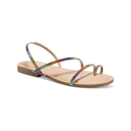 INC Womens Rickee Toe Loop Rhinestone Flat Sandals