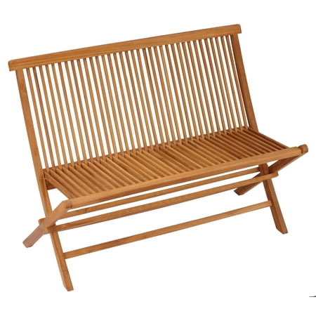 Bare Decor Logan Solid Teak 16.5-inch Long 47-inch Wide 35-inch High Outdoor Folding Bench Loveseat