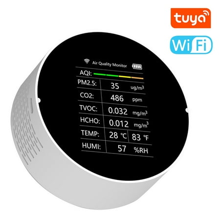 WiFi Multifunctional Air Quality Detector 7 In 1 PM2.5 TVOC CO2 HCHO Temperature Humidity AQI Detector Home Desk Office Car Indoor Air Quality Monitor
WiFi Multifunctional Air Quality Detector 7 In 1 PM2.5 TVOC CO2 HCHO Temperature Humidity AQI Detector Home Desk Office Car Indoor Air Quality Monitor