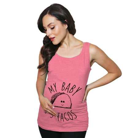 Maternity Tank Top My Baby Loves Tacos Pregnancy Tank (Heather Pink) - XL