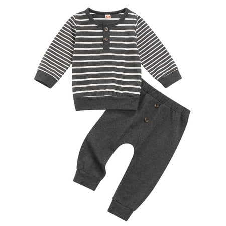Frobukio Newborn Baby Boys Clothes Long Sleeve Striped Sweatshirt Pullover Tops Pants 2PC Sweatsuit Outfits Grey 0-3 Months
Frobukio Newborn Baby Boys Clothes Long Sleeve Striped Sweatshirt Pullover Tops Pants 2PC Sweatsuit Outfits Grey 0-3 Months