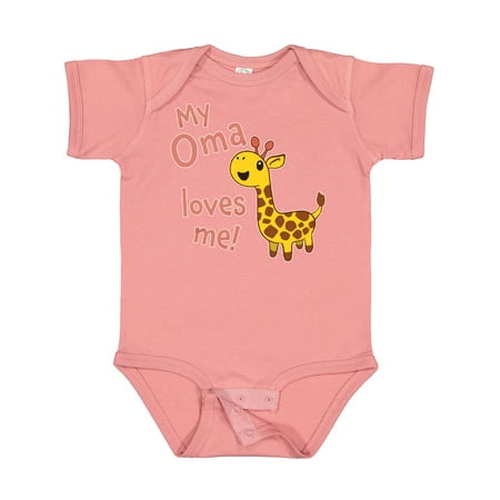 Inktastic My Oma Loves Me- Cute Giraffe Gift Baby Boy or Baby Girl Bodysuit