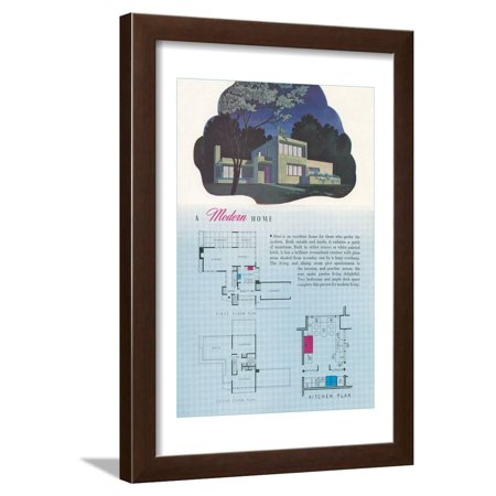 Modern Home and Floor Plan Framed Print Wall Art