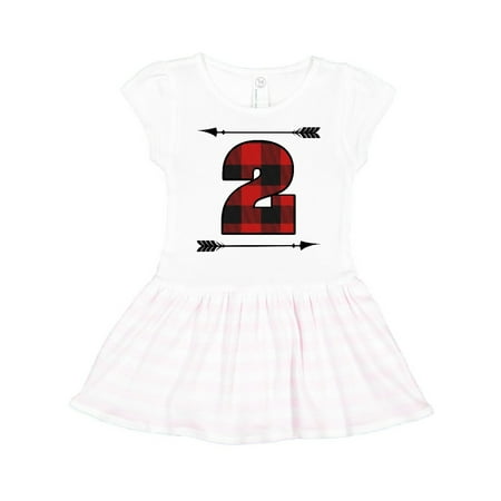 Inktastic 2nd Birthday Buffalo Plaid 2 Year Old Gift Toddler Girl Dress