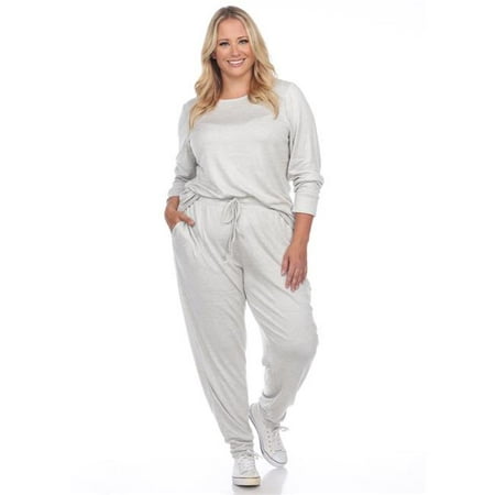 PS3628-01-4X Plus Size Lounge Set Heather Grey - 4X - 2 Piece