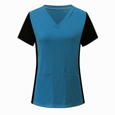 LWZWM Womens Summer Shirts Scrub Top T-Shirt V-Neck Short Sleeve Button Down Color Block With Pocket Dark Blue XL
LWZWM Womens Summer Shirts Scrub Top T-Shirt V-Neck Short Sleeve Button Down Color Block With Pocket Dark Blue XL