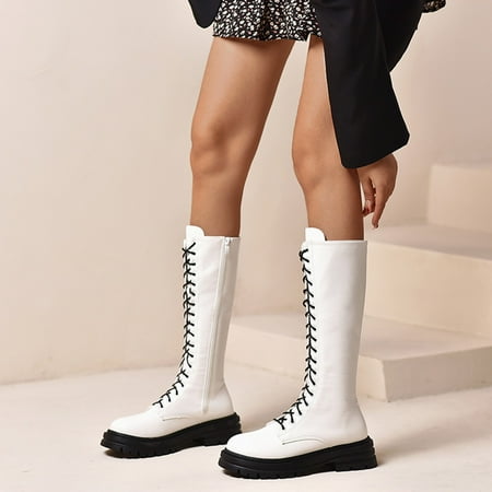 eczipvz Womens Shoes Ladies British Style Solid Leather Front Lace Up Boots Side Zipper Flat Fashion Thigh High plus Size Boots for Women White Size 7
eczipvz Womens Shoes Ladies British Style Solid Leather Front Lace Up Boots Side Zipper Flat Fashion Thigh High plus Size Boots for Women White Size 7