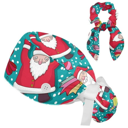 Working Cap with Buttons and Sweatband Scrub Hat Bouffant Caps with Scrunchie Santa Claus Tie Back Hats
Working Cap with Buttons and Sweatband Scrub Hat Bouffant Caps with Scrunchie Santa Claus Tie Back Hats