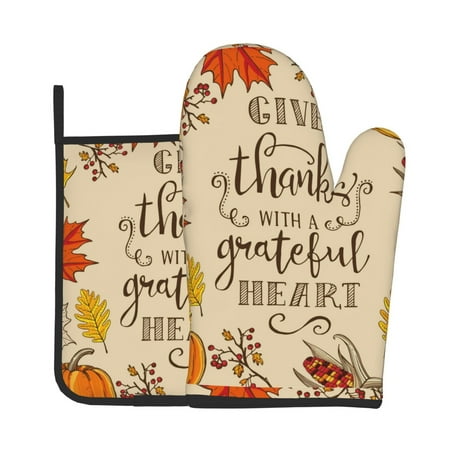 Zeuib Thanksgiving With A Grateful Heart Print Oven Mitt & Pot Holder Set 2-Pack Kitchen Gloves and Hot Pads for Cooking BBQ Grilling Baking
Zeuib Thanksgiving With A Grateful Heart Print Oven Mitt & Pot Holder Set 2-Pack Kitchen Gloves and Hot Pads for Cooking BBQ Grilling Baking