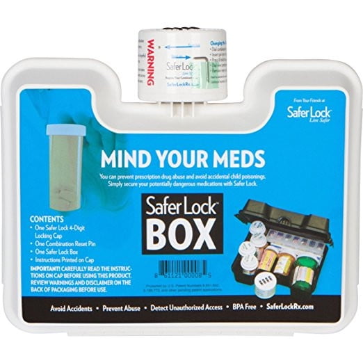 Medication and Prescription Pill Lock Storage Box with Combination Lock 5.5 x 7.5 x 3.1 Inches (White) 