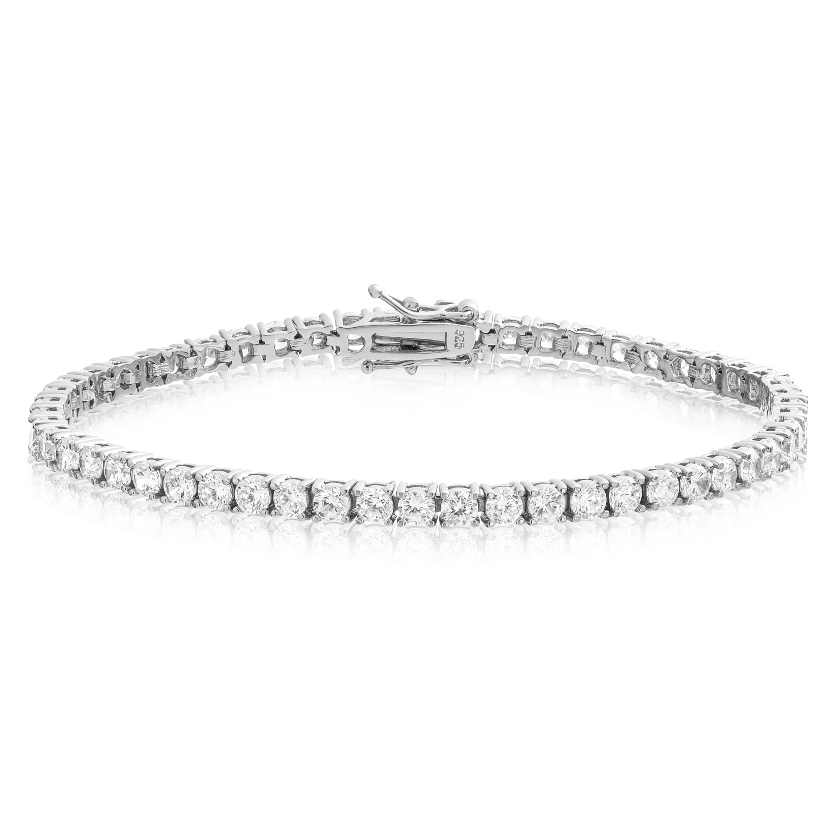 Kezef Sterling Silver Round Cut 3mm Cubic Zirconia Tennis Bracelet 7