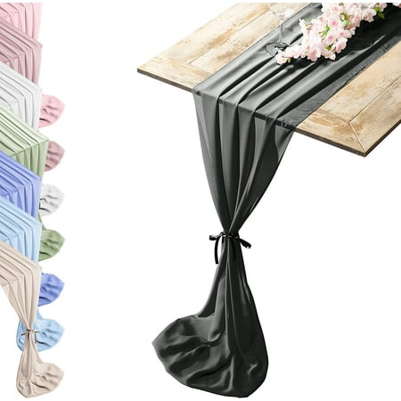 Silky Touch Chiffon Table Runner With Two Style Ribbon Ties - 10ft. Ebony-Black Table Runner Wedding Table Runner 29x120 Inches Great Runner For Halloween Party Christmas Event & Elegant Dining
Silky Touch Chiffon Table Runner With Two Style Ribbon Ties - 10ft. Ebony-Black Table Runner Wedding Table Runner 29x120 Inches Great Runner For Halloween Party Christmas Event & Elegant Dining