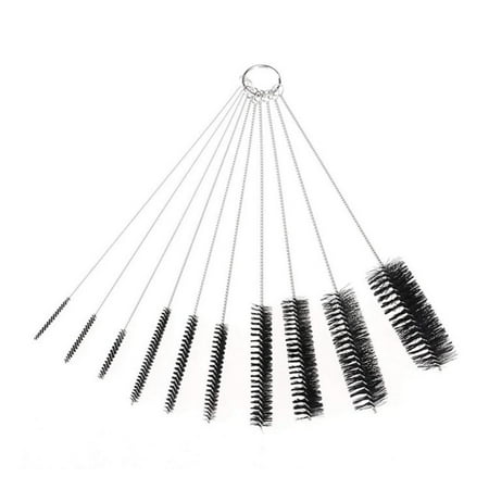 Tissouoy 10pcs Coffee Machine Cleaning Brushes Stainless Steel Nylon Tube Brush Set