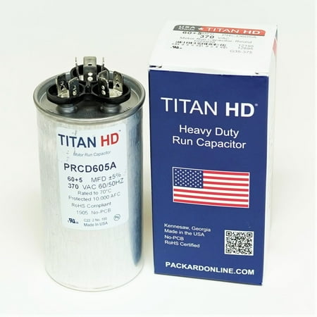 Titan HD TitanHD PRCD605A American-Made HVAC Round Motor Run Dual Capacitor. 60/5 MFD/UF 370 Volts
Titan HD TitanHD PRCD605A American-Made HVAC Round Motor Run Dual Capacitor. 60/5 MFD/UF 370 Volts