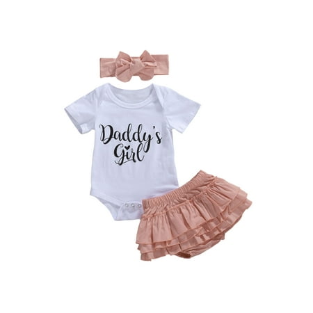Canrulo Daddy s Girl Newborn Baby Clothes Short Sleeve Bodysuit Tops Ruffles Pants Shorts Headband Set White 12-18 Months
Canrulo Daddy s Girl Newborn Baby Clothes Short Sleeve Bodysuit Tops Ruffles Pants Shorts Headband Set White 12-18 Months