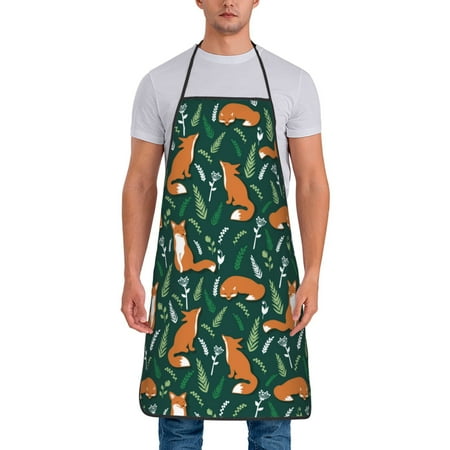 Chef Aprons for Men and Women - Fox Green Plants Oil-Resistant Bib Aprons for Cooking Waterproof BBQ Grilling Kitchen Aprons Gifts for Women and Men
Chef Aprons for Men and Women - Fox Green Plants Oil-Resistant Bib Aprons for Cooking Waterproof BBQ Grilling Kitchen Aprons Gifts for Women and Men