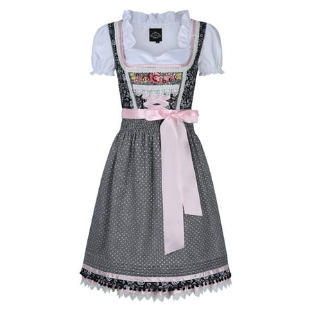 3 PCS Traditional Dirndl Dress Blouse Apron for Oktoberfest