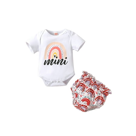Fiomva Toddler Girls Short Sleeve Letter Print Romper Rainbow Shorts White 6-12 Months
Fiomva Toddler Girls Short Sleeve Letter Print Romper Rainbow Shorts White 6-12 Months