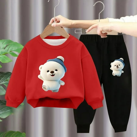 CaComMARK PI Baby Boys Girls Clothing Clearance Long Sleeve Round Neck Cute Bear Printed Top Solid Color Sweatpants 2 Piece Set Red 4 Years
CaComMARK PI Baby Boys Girls Clothing Clearance Long Sleeve Round Neck Cute Bear Printed Top Solid Color Sweatpants 2 Piece Set Red 4 Years