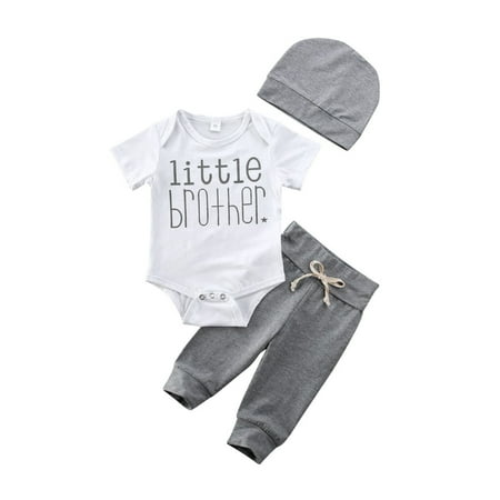 ZIYIXIN Newborn Baby Boy Clothes Short Sleeve Little Brother Romper Top+Pants+Hat 3Pcs Summer Clothes Gray 0-3 Months
ZIYIXIN Newborn Baby Boy Clothes Short Sleeve Little Brother Romper Top+Pants+Hat 3Pcs Summer Clothes Gray 0-3 Months