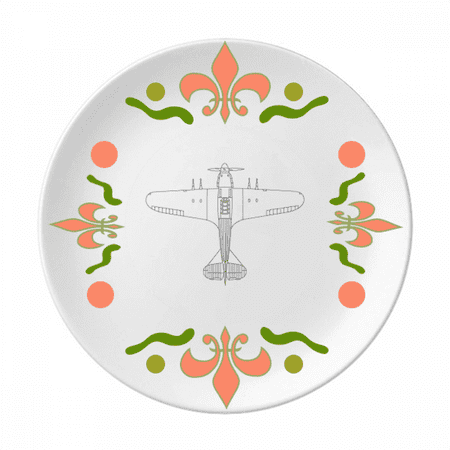 Aircraft Military Technology Flower Ceramics Plate Tableware Dinner Dish