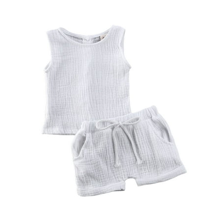 jaweiw Baby Boy Girl Outfits Set Sleeveless T-Shirt Tops + Shorts Pants Infant Solid Color Sunsuit
jaweiw Baby Boy Girl Outfits Set Sleeveless T-Shirt Tops + Shorts Pants Infant Solid Color Sunsuit