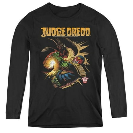 Trevco Sportswear JD101-WL-2 Judge Dredd & Blast Away Womens Long Sleeve T-Shirt, Black - Medium