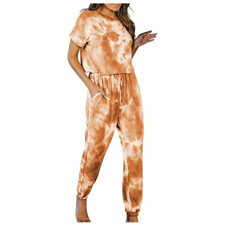 Nightgowns for Women 2 Piece Pajama Sets Tie Dye O Neck Short Sleeve T-Shirts Elastic Waist Sweatpants Sleepwears
Nightgowns for Women 2 Piece Pajama Sets Tie Dye O Neck Short Sleeve T-Shirts Elastic Waist Sweatpants Sleepwears