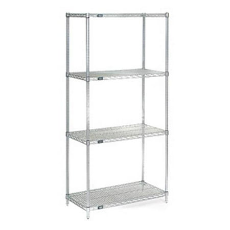 Nexel 18367EP Nexelate Wire Shelving Silver - 36 x 18 x 74 in.