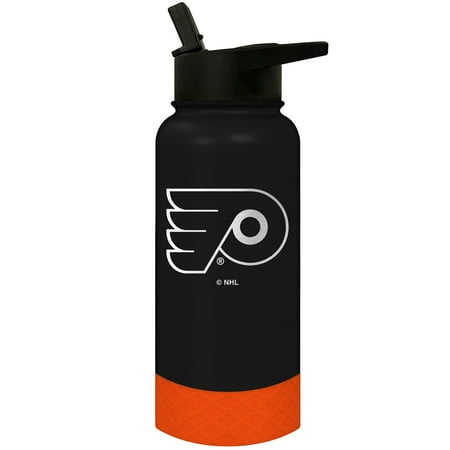 Philadelphia Flyers 32 oz Black NHL Stainless Steel Water Bottle with Straw Lid
