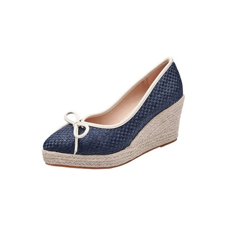 Tenmix Women Shoes Bow Casual Shoe Pointed Toe Wedge Pumps Slip On High Heels Womens Lightweight Breathable Pump Blue 4.5
Tenmix Women Shoes Bow Casual Shoe Pointed Toe Wedge Pumps Slip On High Heels Womens Lightweight Breathable Pump Blue 4.5
