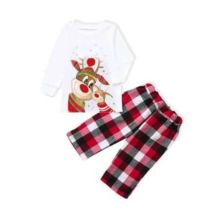 Gureui Christmas Matching Family Pajamas Set Long Sleeve Cute Cartoon Deer Print Tops + Plaid Pants Sleepwear Set for Winter Holiday
Gureui Christmas Matching Family Pajamas Set Long Sleeve Cute Cartoon Deer Print Tops + Plaid Pants Sleepwear Set for Winter Holiday