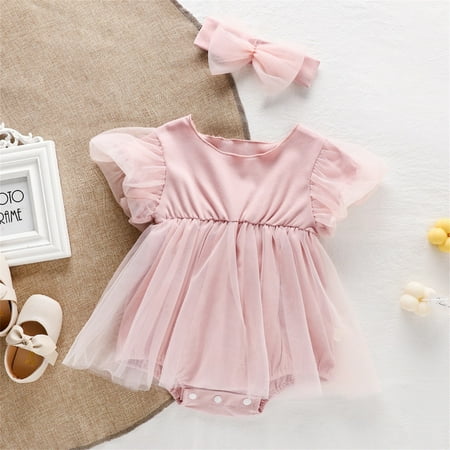 Wiueurtly Baby Girls Short Ruffled Sleeve Solid Tulle Dress Romper With Headbands Outfit Set Clothes 2PCS Apparel T
Wiueurtly Baby Girls Short Ruffled Sleeve Solid Tulle Dress Romper With Headbands Outfit Set Clothes 2PCS Apparel T